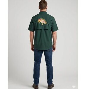 Tiger Hill New Performance Button Down Shirt Size XL Poplin Fishing Embroidered